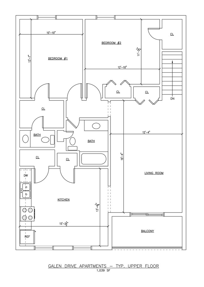 Two Bedroom Floor Plan (Upper) - Chateau Clair