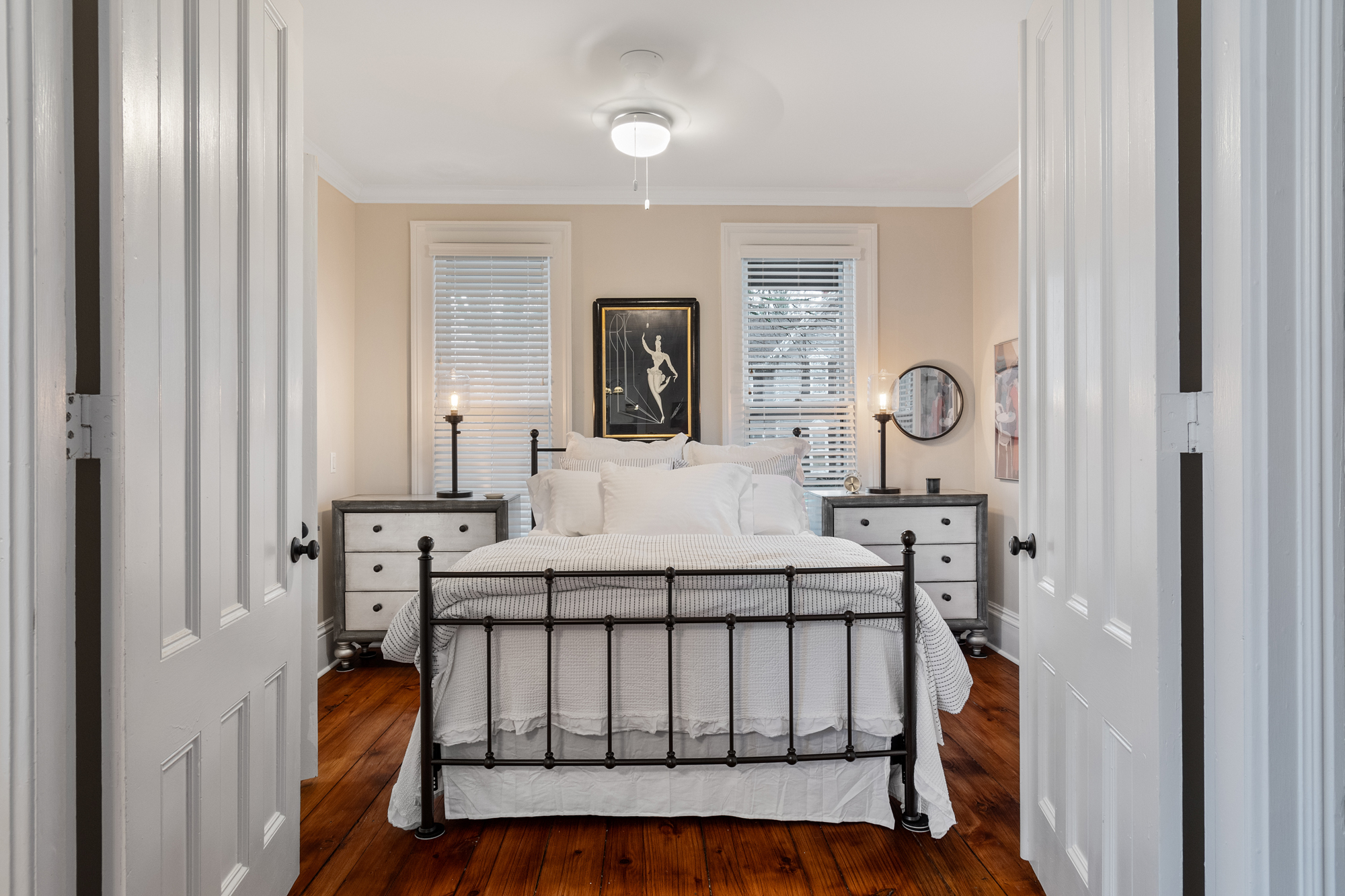 Master bedroom with a queen bed and a full bathroom adjoining. - 16 Lincoln Ave