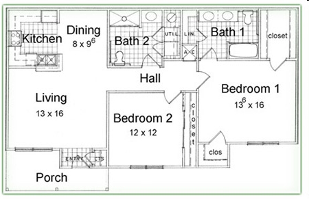 2BR/2BA - Oak Haven