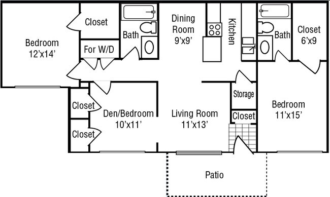 3BR/2BA - Stoneriver Apartments