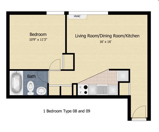 1BR/1BA - Tabco Towers Senior Housing