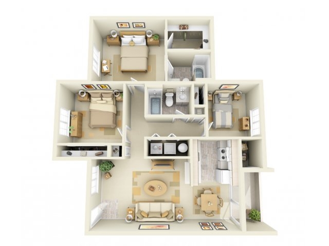 3BR/2BA - Hathaway Court Apartments