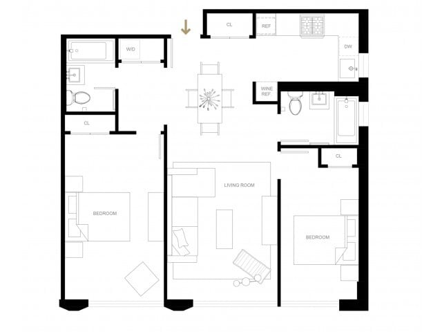 2 bed 2 bath B1-R - The Chelsea
