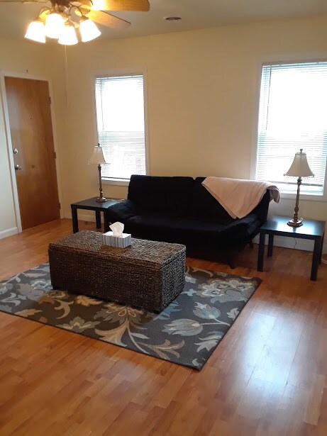 Living room with futon bed. - 56 Fulton St
