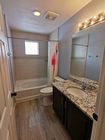 Hall bath with oversized tub/shower combo - 17778 E 44th Ave