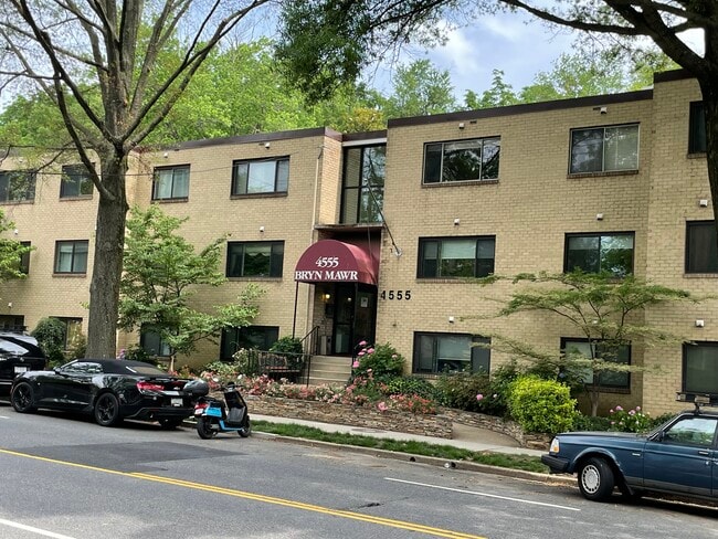 Looking north across MacArthur Blvd at our condo building - 4555 MacArthur Blvd NW