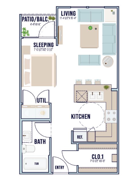 Studio | 567 sq ft - Milwee Street Apartments