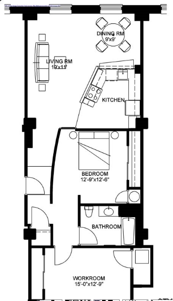 1BR/1BA - The Penn Garrison Lofts