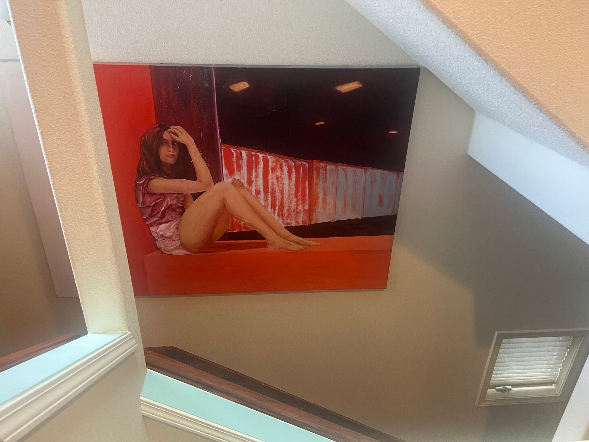 Oil painting by owner on stairway. - 1917 SW Market Street Dr