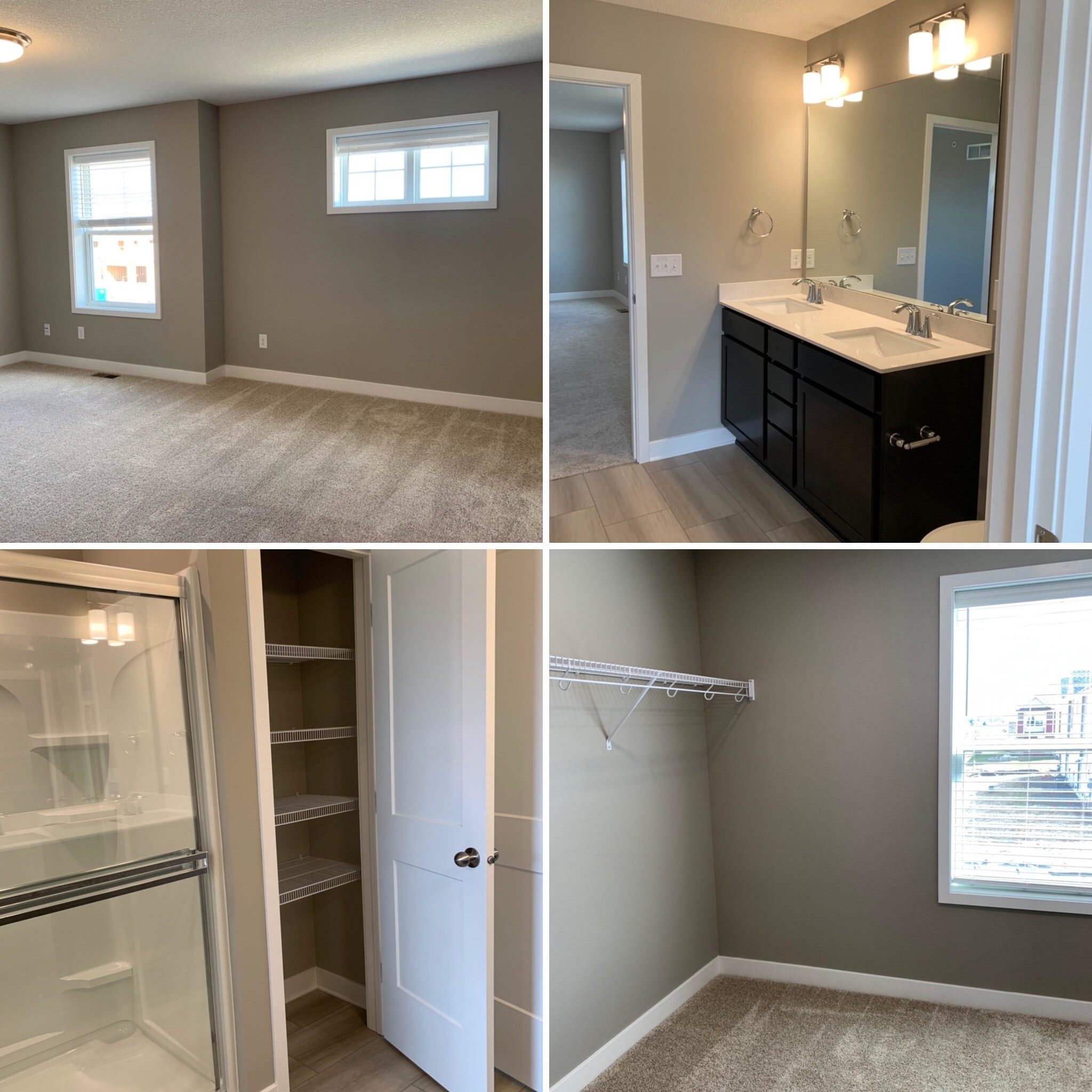 Upper level Owner's Suite is oversized offering wonderful space for a sitting area or even home office. Bedroom offers ample sunlight facing the east, the closet even has a window! Master bath provides dual sinks and beautiful dark cabinetry. - 4825 Martingale Drive