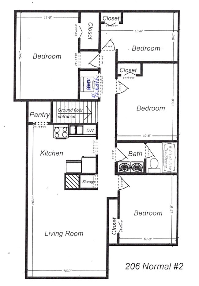 206-2 floor plan - 206 N Normal St
