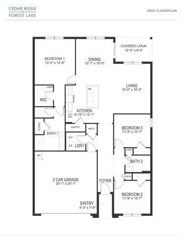 ARIA 3/2 Floor Plan - Cedar Ridge