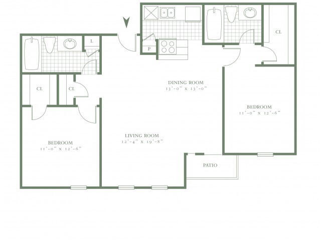 Two Bedroom/Two Bath - 1000sf - The Village Chase