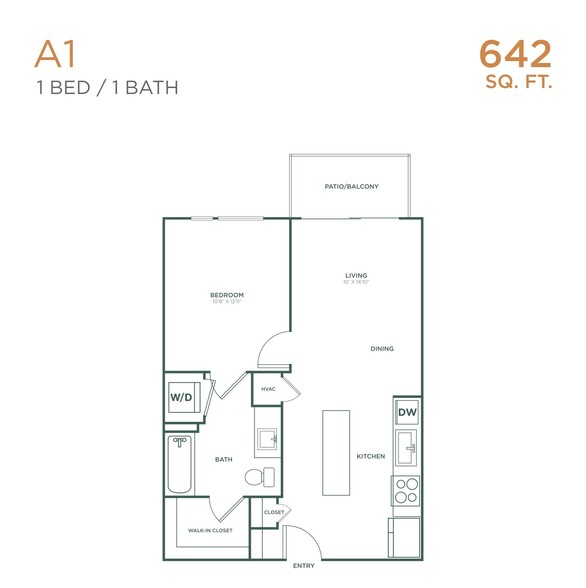 A1 1x1 642sf - Crestview Commons Apartments