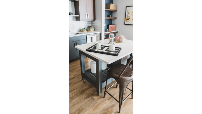 Moveable island with pull up bar seating - Modera Reynoldstown