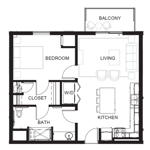 1 Bedroom 1 Bathroom ADA - The Station Lofts