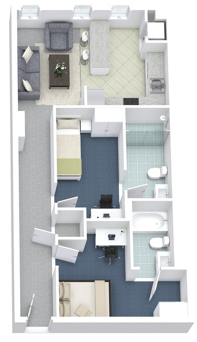 1x2 Layout B - University Lofts
