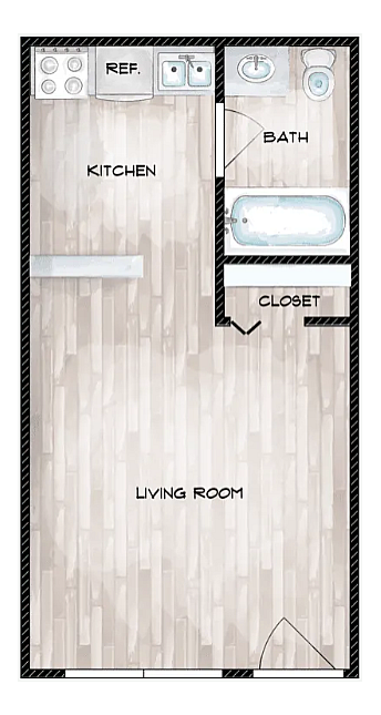 Studio Floorplan - The Cottages at Glenview