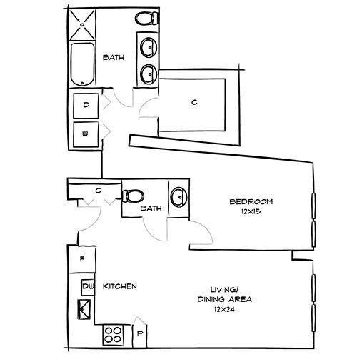 with Full-size Washer and Dryer - One Canal