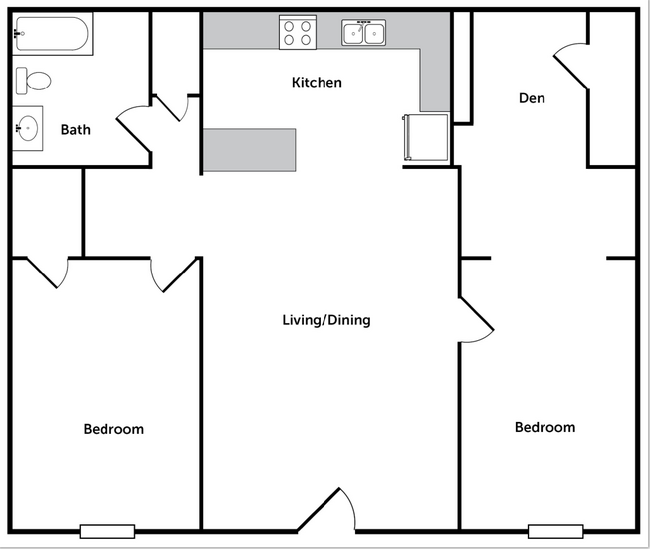 Two Bedroom/One Bathroom with a Den Apartment in Denton, Texas - Residences at The Union