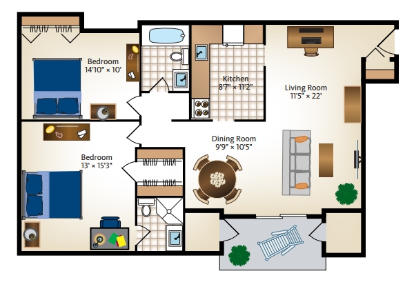 2BR/2BA - Bristol House Apartments