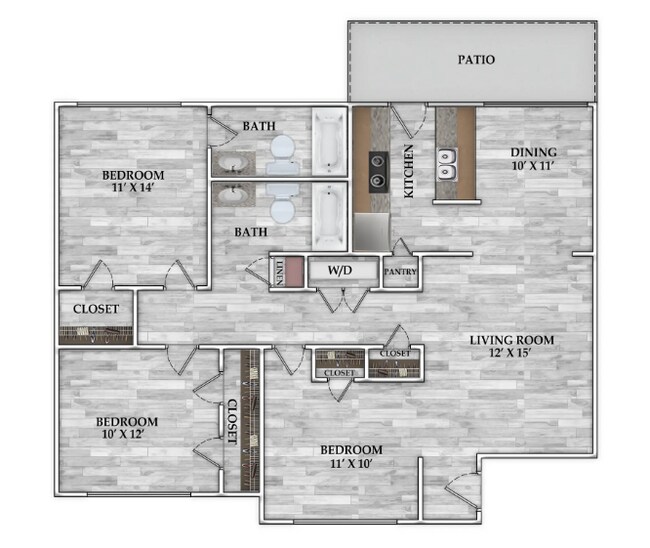 3X2 1250 SF - Stoneriver Apartments