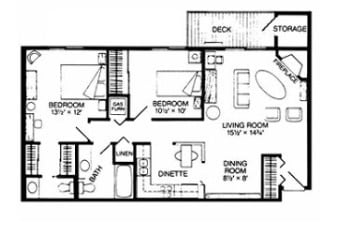 2BR 2BA - Walnut Trails Townhome Apartments