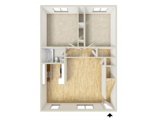 Two bedroom floor plan - Rolling Glen Townhomes and Apartments