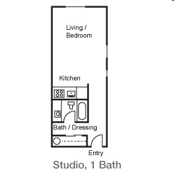 Studio- 0BR/1BA - The Cedars