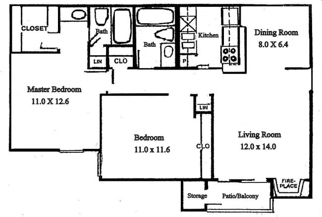 Small Two Bedroom - Raintree Apartments