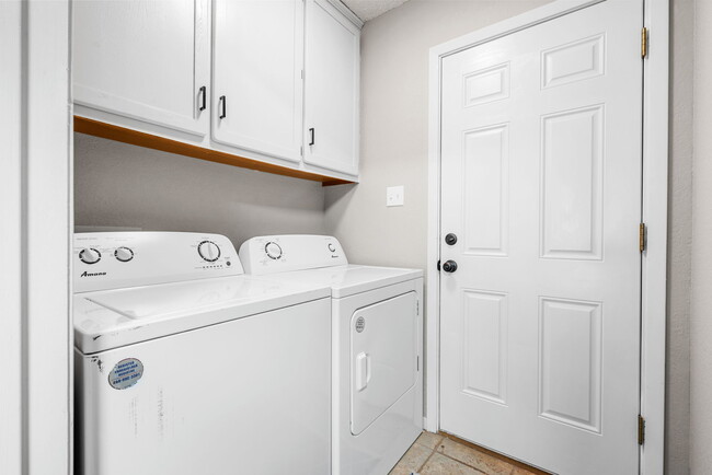 Laundry room off of the kitchen and garage door, plenty of storage and WASHER AND DRYER INCLUDED!! - 209 Prairie Wind Blvd