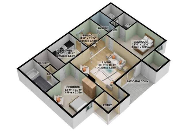 Aubry B2 2x2 980sqft.png - The Aubrey