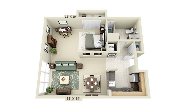 Floorplan - Whitsett Courtyard Apartments