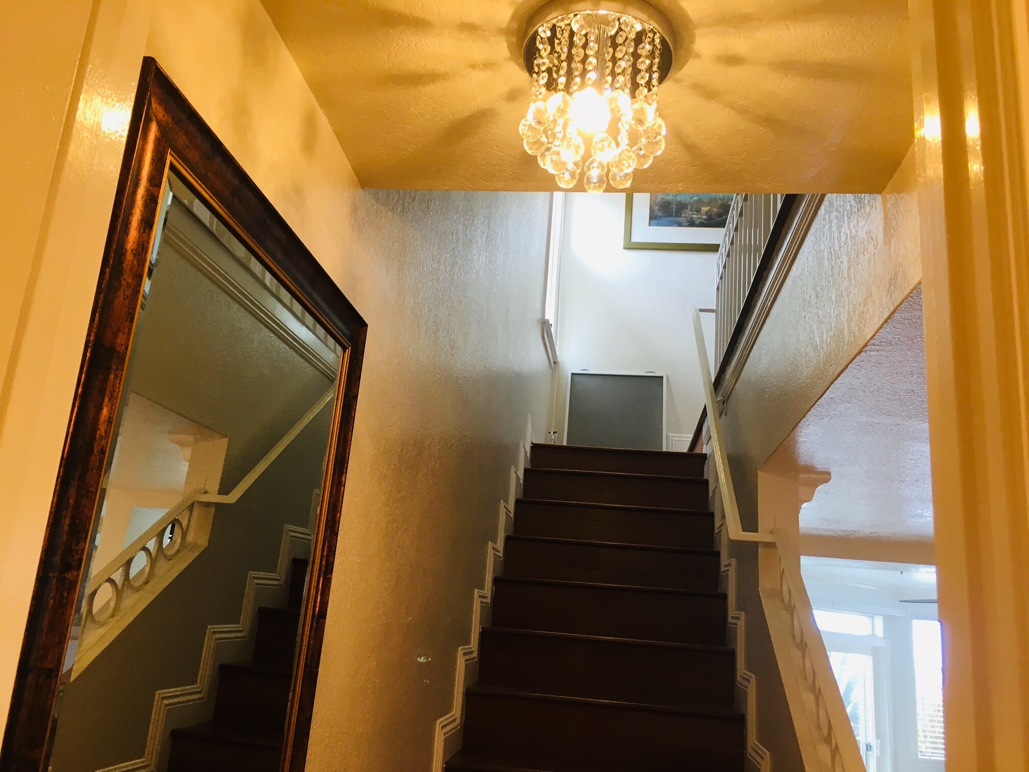 staircase to your FURNISHED COZY Smoke/pet-FREE GUEST BEDROOM - 1400 Pacific Coast Hwy