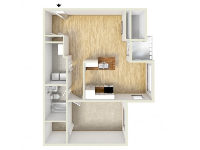 One bedroom floor plan - Spring House Apartments