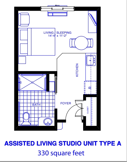 Assisted Living Studio Unit Type A - Patriots Landing Independent/Assisted Living