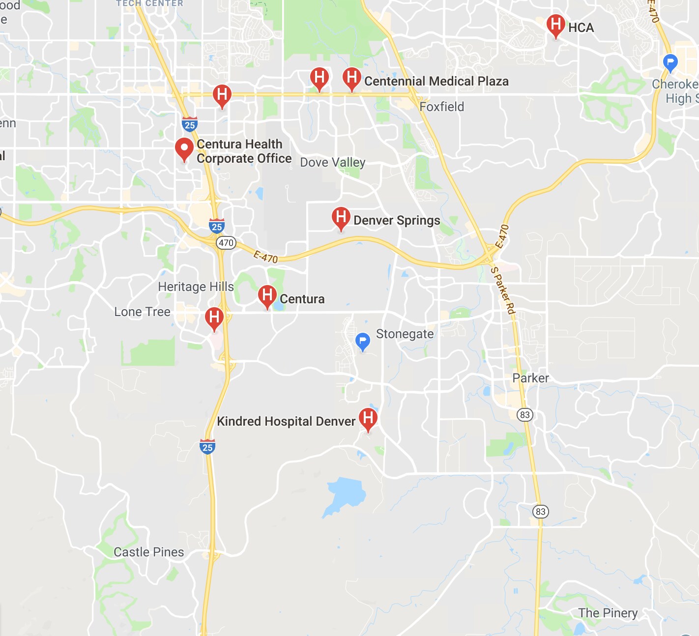 Located close to Sky Ridge Hospital, Parker Adventist Hospital, and 20 minutes from Castle Rock Adventist and SCL Health Community Hospital Aurora. - 14775 Chicago Street (Suite)