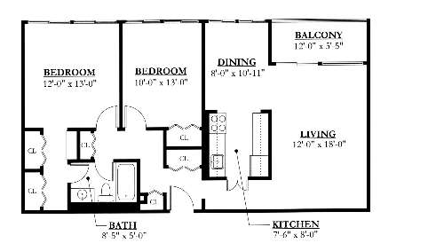 2BR/1BA - Park Square Apartments