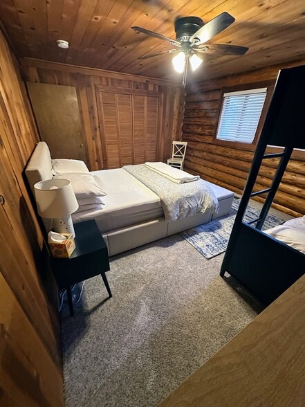 Queen bed and bunk bed bedroom with large closet - 838 Capistrano Ave