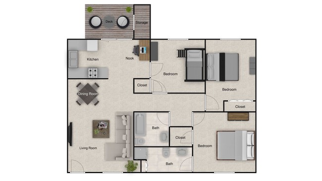 3B2B - 1400 SF - Valley Crest + Park