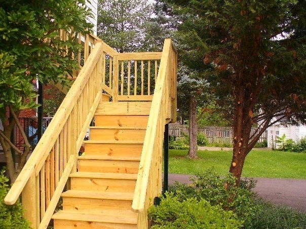 New stairs leading from patio/garage area to private back entrance. - 2325 Broadmeade Road