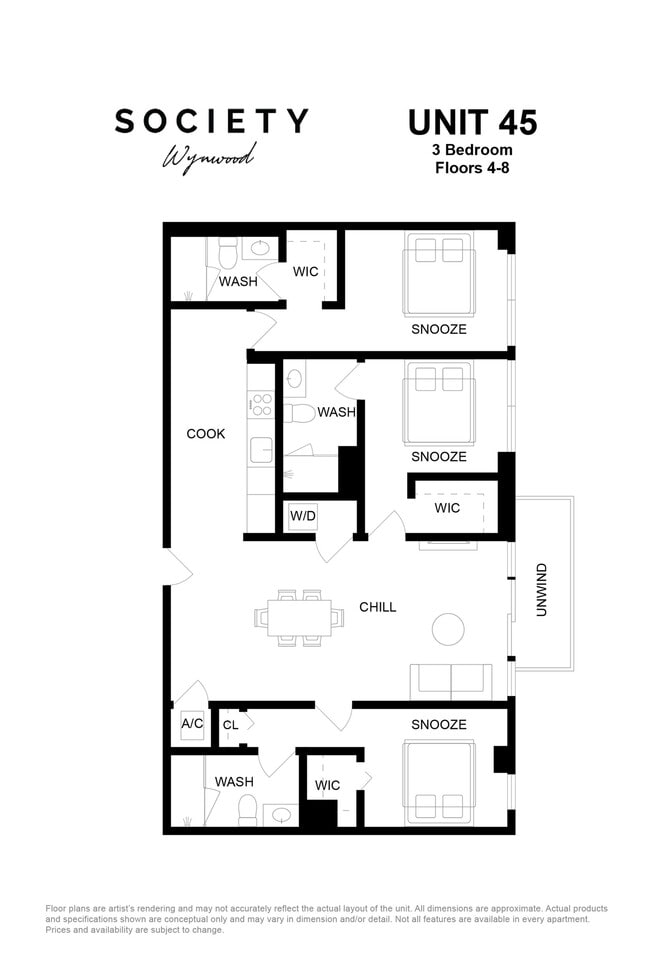 3 Bed - Unit 45 - Fl 4-8 - Society Wynwood