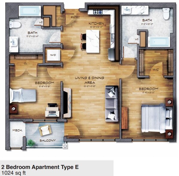 2 Bedroom 1024 sq ft - The Ridge at Sawmill