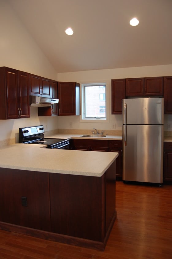 New kitchen with corian countertops. - 485 Elmwood Ave