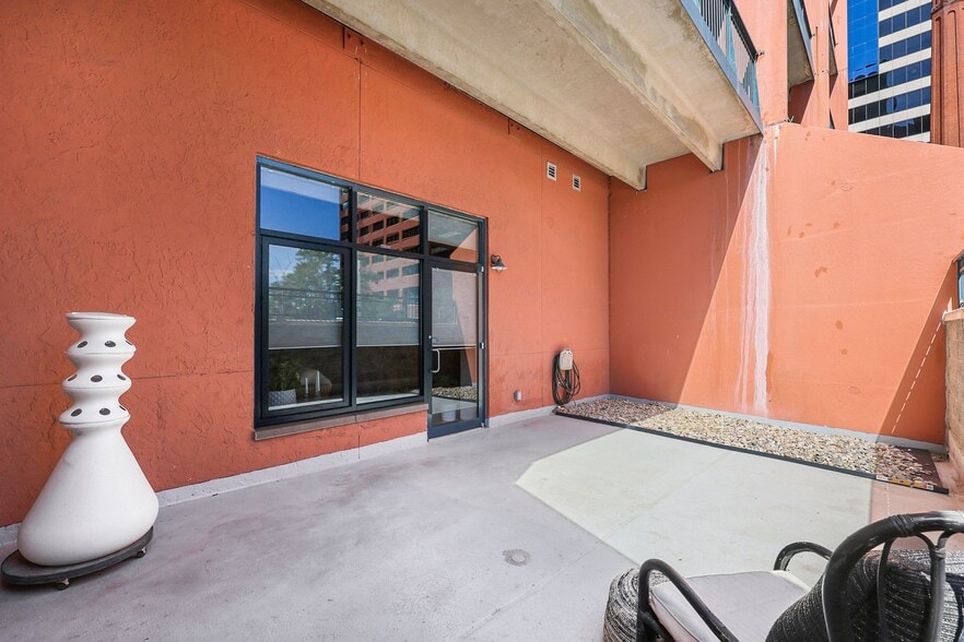 Large Patio with pet relief area - 1800 Lawrence St