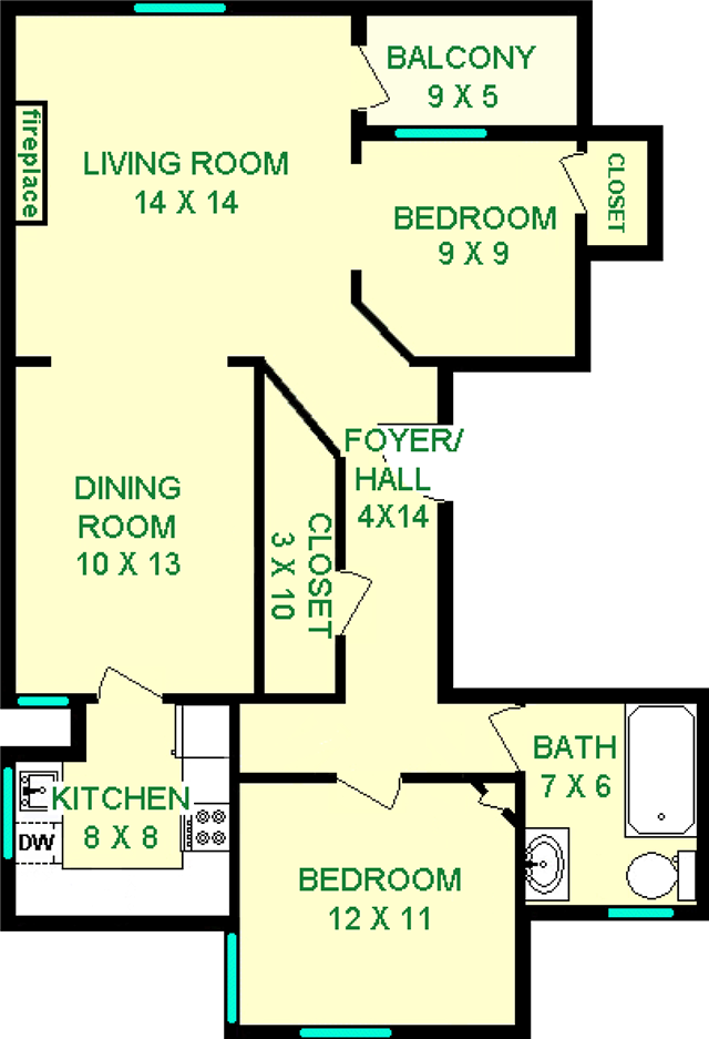 Locust Two Bedroom Floorplan - Lionhead