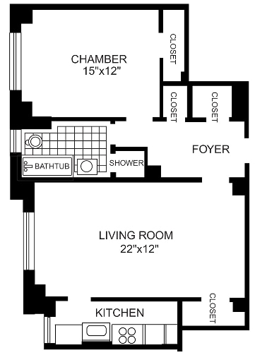 1BR/1BBA - London Terrace Towers