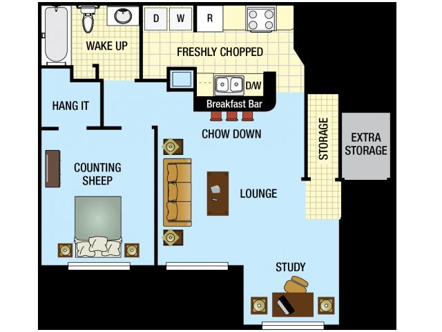 One Bedroom One Bath - Royal Pointe