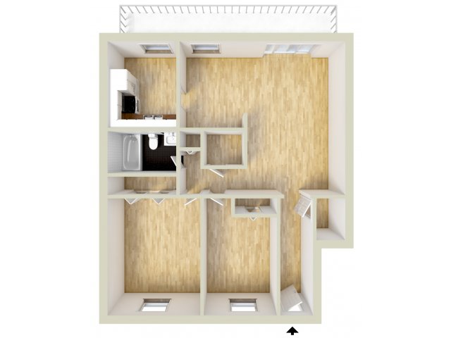 Two bedroom, lower level floor plan - Country Manor Apartments