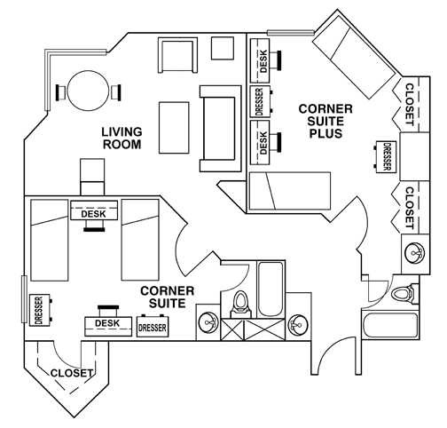 Floor Plan Corner Suite Plus - Dobie Twenty21 Student Spaces